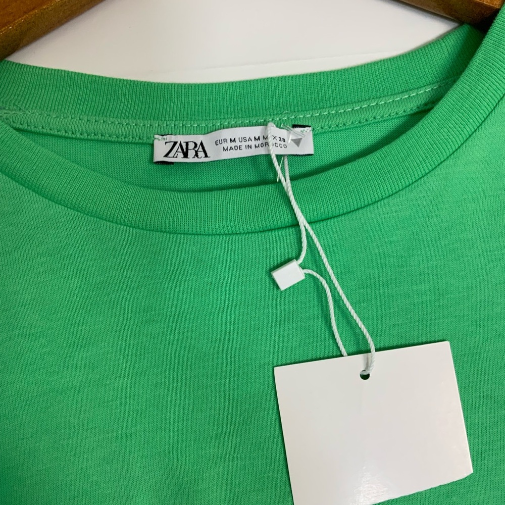 Zara Green Ruffled Sleeve Tee - Picture 7 of 10